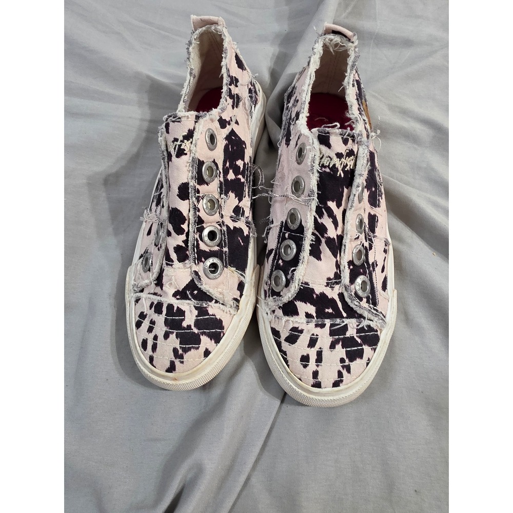 Blowfish Malibu Marley Leopard Print Distressed Slip On Sneakers Pink Black